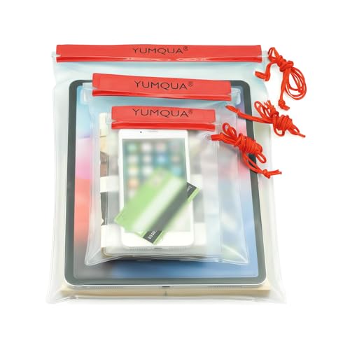 YUMQUA Clear Waterproof Bag, Waterproof Document Pouch Passport Holder Water Tight Map Case Waterproof Pouch Water Proof Small Dry Bags for Kindle Phone Tablet Camera, Kayak Boat PaddleBoard - color: Red