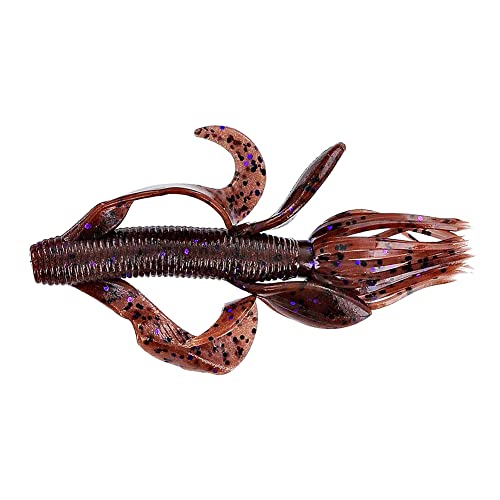 Yamamoto Custom Baits 4" Kreature Soft Creature Bait, 7-Pack, Bass Fishing Soft Plastic Lure, Multiple Colors - color: CINNAMON BROWN W/ BLACK & PURPLE FLAKE (7 PACK)