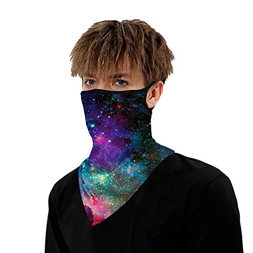 YAYOUREL Neck Gaiter Face Mask Bandanas for Men Women UV Face Scarf Cover Ear Loop Hole Facemask for Fishing Running Cycling - color: Red Green Blue