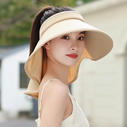 Sun Visor Hats for Women Wide Brim UPF 50+ UV Sun Protection Visor Hats Casual Adjustable Roll up Summer Beach Caps - color: B-blue