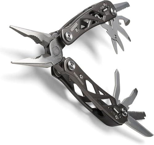 Gerber Gear Suspension 12-in-1 EDC Multi-Plier Multitool with Pocket Knife, Needle Nose Pliers, Wire Cutters and More, Gifts for Men, Camping and Survival, Grey - color: Grey