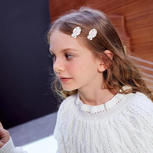 6 Pcs Snap Hair Clips Glossy White Resin Small Fish Hairpin Cute Black Polka Dot Bow Pattern Metal Barrettes Headwear for Women Hair Styling Accessories Gifts - color: Style 16