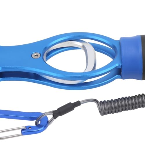 Fish Lip Gripper with Built-in Scale 18kg (39.7 lb) – Portable Fish Controller Tool with Non-Slip Handle for Freshwater & Saltwater Fishing(Blue) - color: Blue