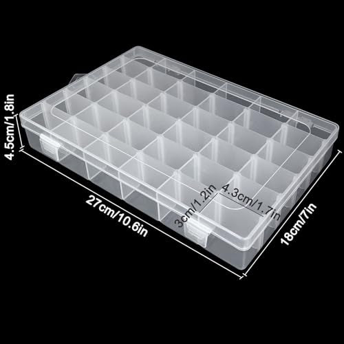 Guyuyii 2 Pack Bead Storage Containers with 36 Grids Adjustable Dividers | for Jewelry Making, Craft Organization, Diamond Painting, Compatible with Beads, Earrings, Small Hardware, Clear - size: 2 Pack 36 Compartments