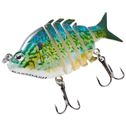 Bassdash SwimPanfish 0.34oz Hard Swimbaits Multi Jointed Topwater Trout Bass Fishing Crank Lure for Freshwater and Saltwater - color: Blue/Yellow