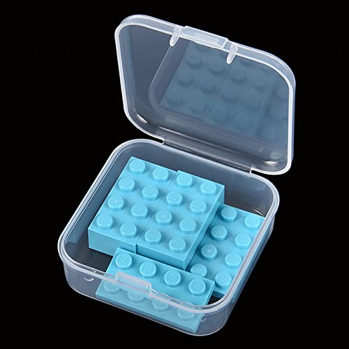 Goodma 96 Pieces Square Empty Mini Clear Plastic Storage Box, Mixed Sizes | Hinged Lids, For Small Items, Craft Projects - size: Mixed Sizes
