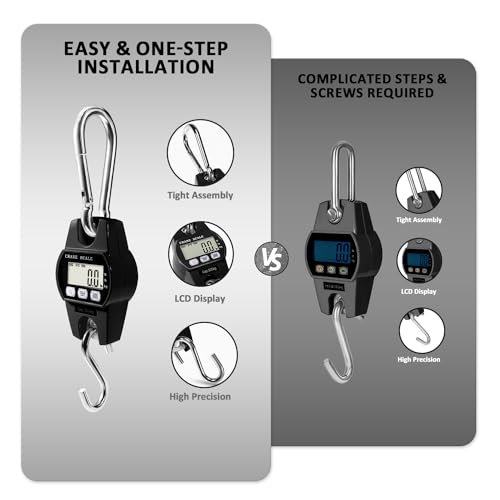 GRAM PRES Digital Hanging Crane Scale 660LB/300KG | Deer Hunting Scales, Farm,Fishing, Fish, meat,Game ,luggage Scale with Hold/Tare - color: Black