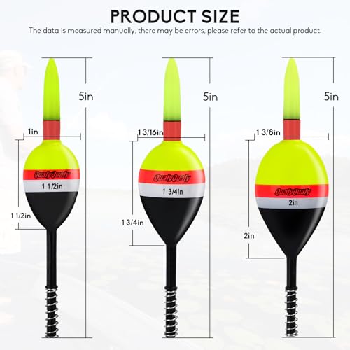 QualyQualy 4PCS Lighted Slip Bobbers Fishing Floats Glow in the Dark Spring Bobber for Crappie Walleyes Fishing - color: 2in - 4pcs