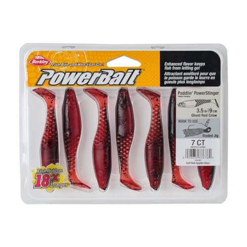 Berkley PowerBait Paddlin' PowerStinger Fishing Soft Bait - color: Ghost Red Craw, size: 3 1/2"