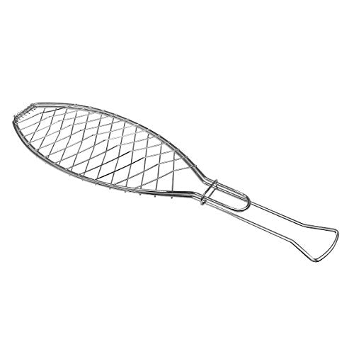 Kuchenprofi 14" x 6" Stainless Steel BBQ Fish Basket, Extra Large, Silver - size: Extra Large
