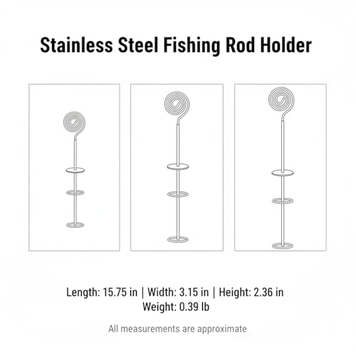 Stainless Steel Fishing Rod Holder with Ground Spike for Sand and Soil, Shoreline Anchor Support (Silver)