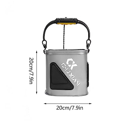 TopHomer Foldable Fish Bait Bucket, Multifunctional Minnow Bucket, Live Fish Container, Fish Protection Bucket, Outdoor Camping Fishing Bag - color: Gray