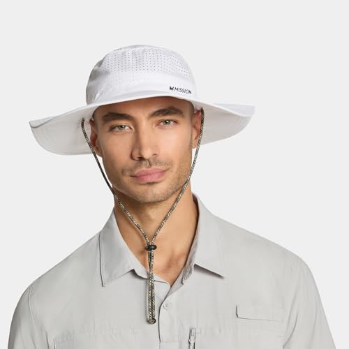 MISSION Cooling UPF Boonie Hat - Unisex Sun Hat for Hiking, Beach & Fishing - Sweat & Water Activated Technology - color: White