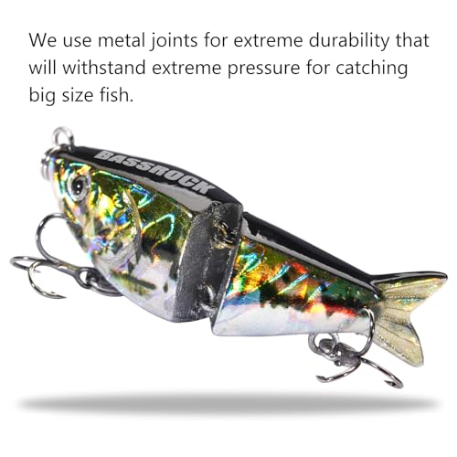 BASSROCK Top Water Tiny Swimbait Bass Fishing Lure Single Jointed Hard Bait 2.05” 5/32oz - color: One Piece - Violet Bluegill