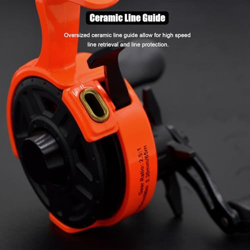 Inline Ice Fishing Reel, Lightweight Graphite Body and Spool, Instant Anti-Reverse, 2.5:1 Gear Ratio, Sensitive Trigger System for One-Handed Operation, Hardwater Fishing for Beginners - color: Pearl White - Left Hand