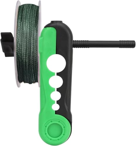 2pc Mini Fishing Line Winder Spooler Machine - Portable Handheld Line Winding Tool, Easy to Install & Use, ABS Durable Plastic with 4 Adaptor Holes for Rods - color: Black & Green
