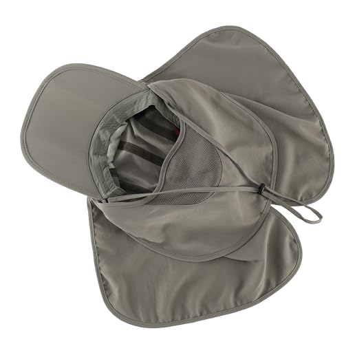 Connectyle Men's Foldable Baseball Sun Cap with Removable Face Mask Neck Flap Cover UPF 50+ Sun Protection Fishing Hiking Hat - color: Army Green