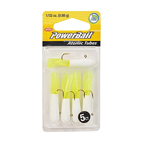 Berkley PowerBait Pre-Rigged Atomic Tubes Fishing Soft Bait - color: White Chartreuse, size: 1/32 oz