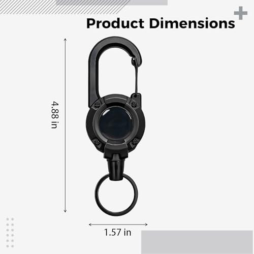 3 Pcs Zinger Retractors, Heavy Duty Retractable Lanyard with Steel Wire Keychain, Gear Keeper with Belt Clip, Backpack Clip, 4.9 In ABS Shell, 2.1 oz, 0.26 lbs Load Bearing
