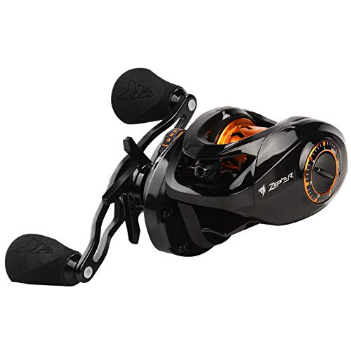 KastKing Zephyr Bait Finesse Baitcasting Reel, Carbon Fiber Fishing Reel - Drag Clicker Version, 7.2:1 Gear Ratio Fishing Reel - 5.6oz Lightweight Bait Finesse System Casting Reel - color: Right Handed-7.2:1 Drag Clicker