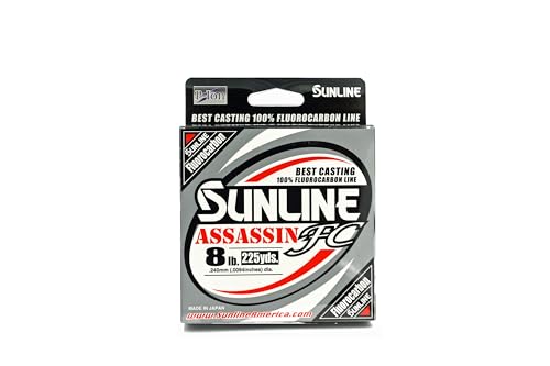 Sunline Assassin FC Fluorocarbon Fishing Line – 100% Fluorocarbon, P-Ion Technology, Multiple Line Weights & Spool Sizes - size: 8-Pound/ 225-Yards