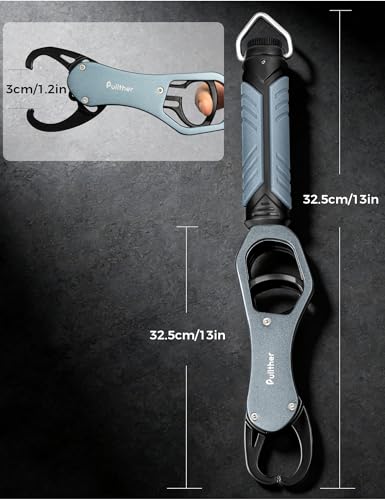 11" Fish Lip Gripper with Scale,Max 40lbs Scale | Aluminium Fish Grabber Tool with Lanyard