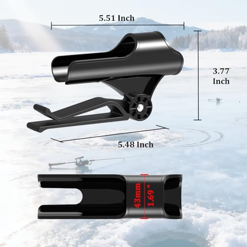 Huntury Adjustable Bucket Rod Holder for Ice Fishing, Clip On Mount, Foldable, Adjustable Angle, Ice Fishing Accessories - style: Single - Adjustment