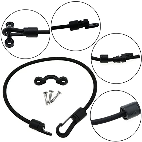 2pcs 12 Inches Elastic Rope Bungee Cord Rod Strap Holder Deck Mount Connector Mount Rod Strap for Kayak