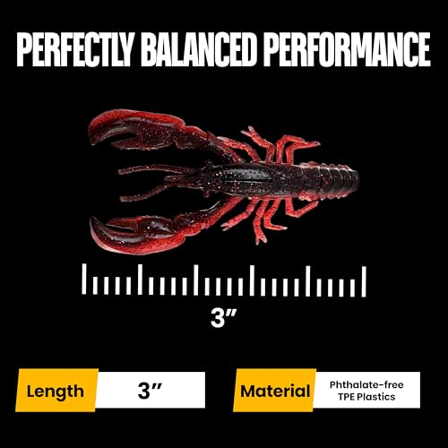 Headbanger RawCraw Soft Plastic Craw Bait for Bass Fishing - color: Red Craw, size: 4"