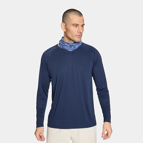 MISSION Multi-Use Neck Gaiter Face Mask for Ski & Outdoors, UPF 50, Breathable Lightweight Fabric - color: Navy Paisley