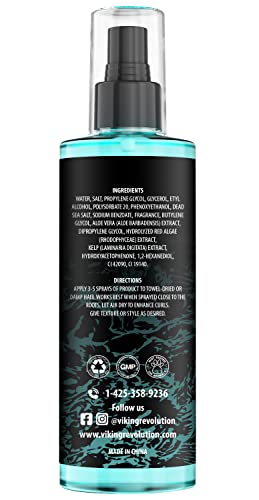 Viking Revolution Sea Salt Spray for Men - Hair Texturizing Spray with Kelp, Aloe Vera and Red Algae Extract - Surf Sprays to Add Volume and Texture for Men and Women Beach Hair - 8.8oz - size: 8.8 Fl Oz (Pack of 1), style: Sea Salt Spray