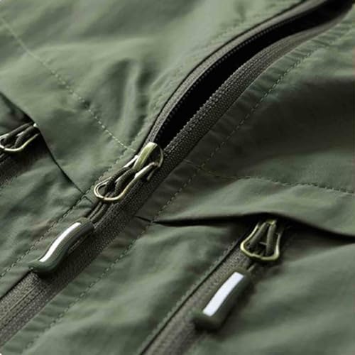 Men Fishing Vest Lightweight Outerwear Golf Running Sleeveless Jacket Travel Photo Utility Vest with Zipper Pockets - color: #02 Army Green, size: 5X-Large