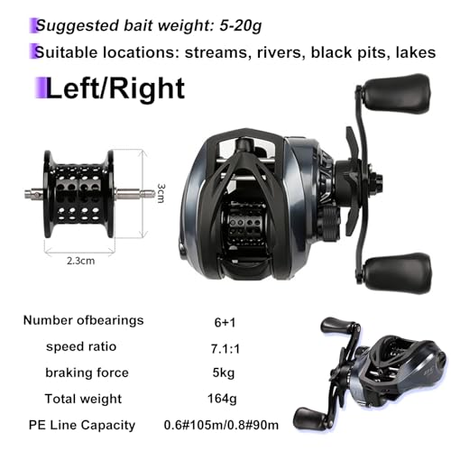 DCast Baitcasting Fishing Reel with Digital Anti-Backlash Control & Smart Braking System, Lightweight Easy-Cast Baitcaster for Bass Fishing - color: Left Handed