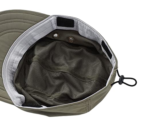 Connectyle Mens Foldable UV Protection Sun Hat with Removable Neck Flap Outdoor Adventure Sun Cap for Fishing Hiking Safari - color: Light Army Green