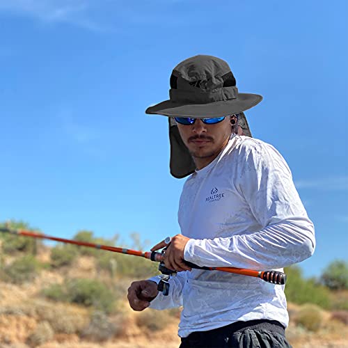 KastKing Sol Armis UPF 50 Boonie Hat - Sun Protection Hat, Fishing Hat, Beach & Hiking Hat, Paddling - color: U: Gray, size: With Neck Shield