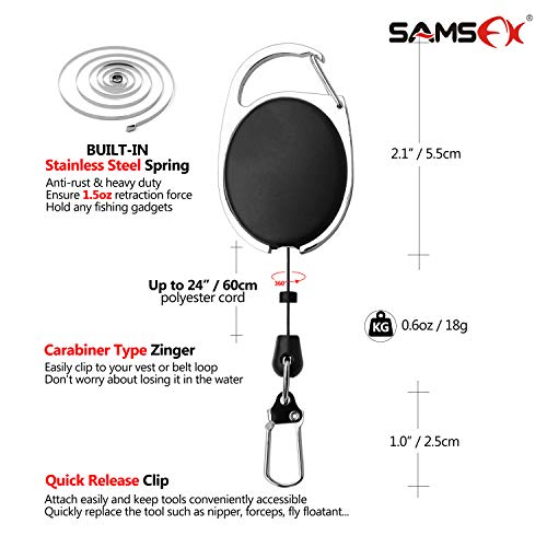 SAMSFX Aluminum Fishing Pliers Hook Remover Braid Line Cutter with Coiled Lanyard, Fly Fishing Knot Tying Tool & Retractors - color: 7'' Split Ring Nose, Red Handle