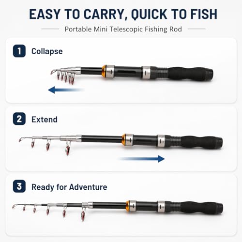 Carbon Fiber Fishing Rod Travel Fishing Pole Lightweight Portable Shore Sea Fishing Outdoor Use - size: 4.9 FT