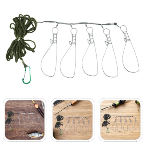 SHERCHPRY 3 Sets Stainless Steel Fish Stringer with 5lock Structure and Snap Hooks, Portable and Resistant to Saltwater Corrosion, for Bass Fishing and Individual Fishing Trips