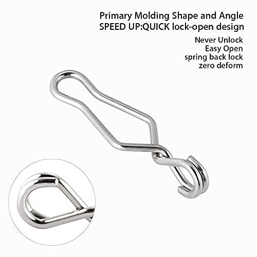 Dr.Fish 20 Pack Speed Clips Stainless Steel Fishing Clips Quick Change Lure Clips Fishing Snaps Freshwater Crankbait Snaps - size: 22LB-0.6"