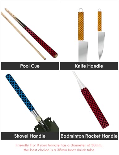 Accering 2-Tone Fish Scale Heat Shrink Tubing, Non-Slip Fishing Rod Grip Wrap for Hockey & Shovel (φ30mm, Black & Red) - color: Black & Red, size: φ30mm, L3.3ft