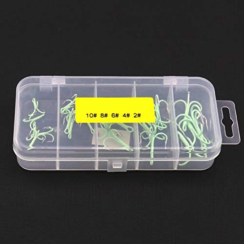 Create idea Luminous Treble Hooks,40pcs Treble Hook Fish Triple Assorted Set with Storage Organizer Box Glow in Dark Night Fishing Gear Saltwater
