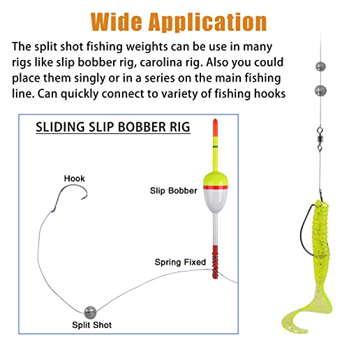 Split Shot Fishing Weights Sinker Kit, 120g/Box Round Split Shot Sinker Removable Fishing Weights Egg Sinkers for Saltwater Freshwater 7 Sizes - style: Red Box