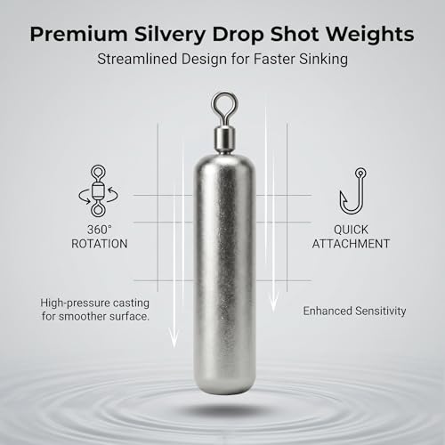 Drop Shot Fishing Weights with Rolling Swivel Streamlined Lead Fishing Sinkers for Freshwater Saltwater Catfish Bass Casting Fishing and Bottom Fishing Rigs - size: 3/8oz-20pcs-pencil1