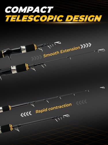 Jenseits 7FT Fishing Rod, 24T Carbon Fiber Telescopic & 4-Piece Travel Rod, Spin and Cast Options, Stainless Steel Guides with Ceramic Inserts, for Bass, Trout, Catfish, Freshwater & Inshore Fishing - size: Cast-7ft-Medium Heavy-Fast