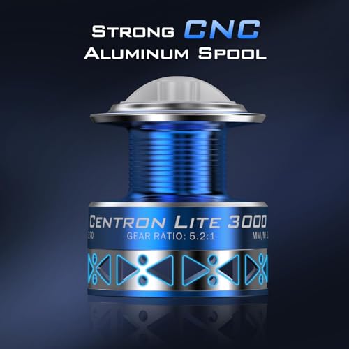 KastKing Centron & Centron Lite Spinning Reels, Size 500 is Perfect for Ice Fishing, Up to 17.5 Max Drag, 5.2:1 Gear Ratio, Ultra Smooth Powerful, CNC Aluminum Spool, 9+1 BB Light Weight - color: Centron, size: Size 4000