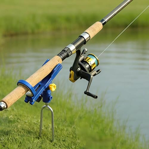 Fishing Rod Holder Angling Pole Mount Rack with Ground Spikes | Surf Fishing Rod Holder for Boat Shore Kayak Pontoon Dock Surf Beach - color: Blue