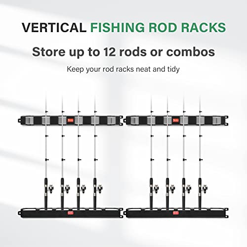 Horizontal Fishing Rod Holders Wall-Mounted – Simple Deluxe Fishing Rod Rack Great Fishing Pole Holder for Garage - color: Vertical 6-Rod Rack, 2 Pairs