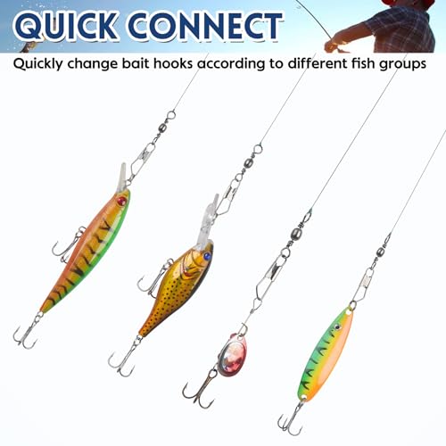 Fishing Swivels Snaps Rolling Barrel Swivels with Safety Snap High Strength Freshwater Saltwater Fishing Snap Swivels Fishing Tackle Accessories Lure Line Connector - style: 125pcs(4,6,8,10,12#)