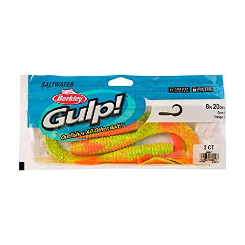 Berkley Gulp! Grub Saltwater Fishing Soft Bait - color: Firetiger, size: 8- Inch