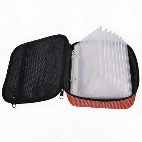 Kylebooker Soft Plastic Bait Storage Binders Organizer Saltwater Fishing Lure Leader Wallet Tackle Binder Bag | 10 Removable Clear PVC Bags, Saltwater & Freshwater, Lightweight Tackle Bag - color: Orange